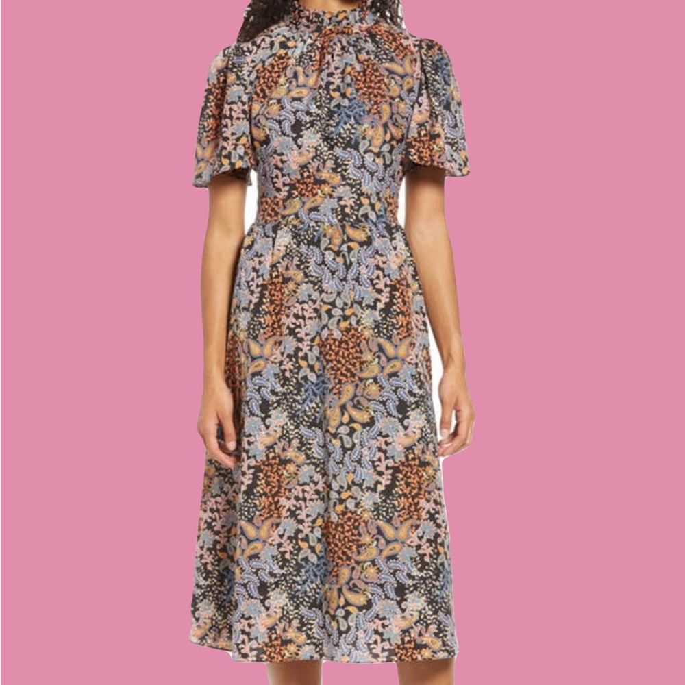 Julia Jordan Print Flutter Sleeve Midi Dress - image 1